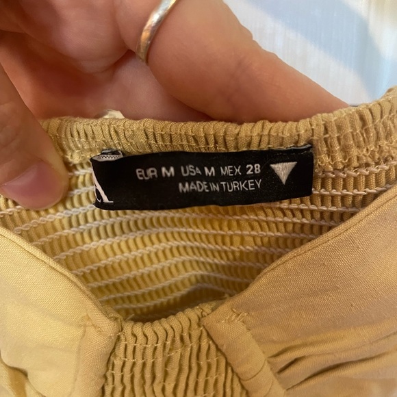 Zara Linen Blend Cropped Smocked Bustier Top - Picture 5 of 7